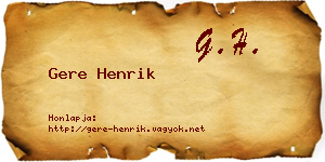 Gere Henrik névjegykártya